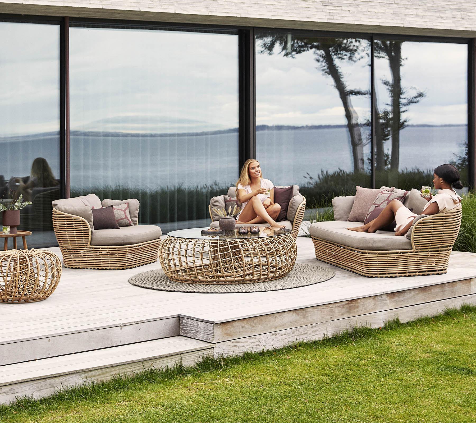 Cane-Line Denmark Outdoor Sofa Basket 2-seater sofa, incl. Cane-line AirTouch cushions, Cane-line Weave