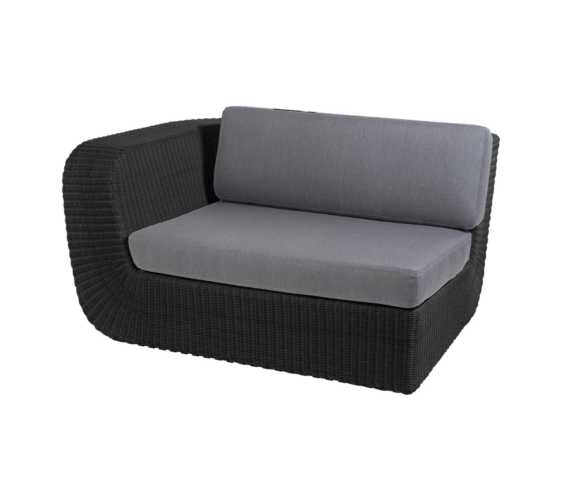 Cane-Line Denmark Outdoor Sofa Black / Cane-line Natté Grey w/QuickDry foam Cane-Line Savannah 2-Seater Sofa, Right Module (5539)