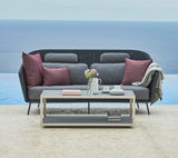Cane-Line Denmark Outdoor Sofa Mega 2-seater sofa, incl. Grey cushion set