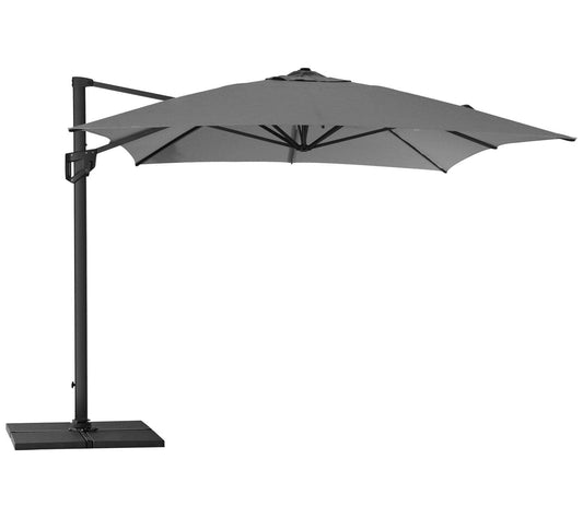 Cane-Line Denmark Parasol Antracite fabric Hyde luxe hanging parasol incl. base, 3x4 m