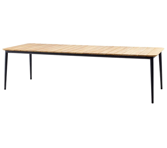 Cane-Line Denmark Teak w/Lava grey aluminium Core dining table, 274x90 cm, incl. teak table top (50129)