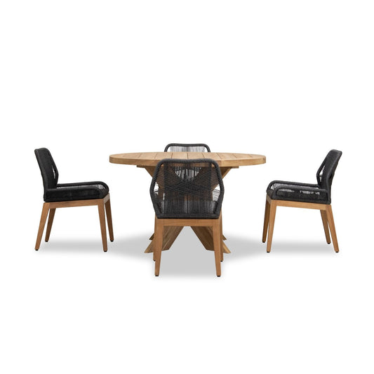 Harmonia Living- Carl Roost 4 Seat Reclaimed Teak and Rope Dining Set | CARL-TK-SET521