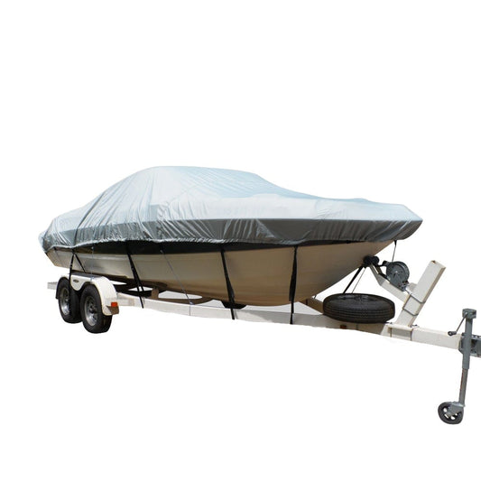 Carver by Covercraft Winter Covers Carver Flex-Fit PRO Polyester Size 1 Boat Cover f/V-Hull Fishing Boats  Jon Boats - Grey [79001]
