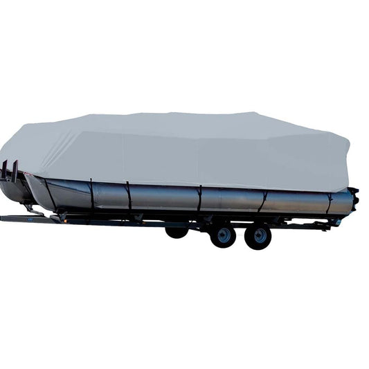 Carver by Covercraft Winter Covers Carver Sun-DURA Styled-to-Fit Boat Cover f/18.5 Pontoons w/Bimini Top  Rails - Grey [77518S-11]