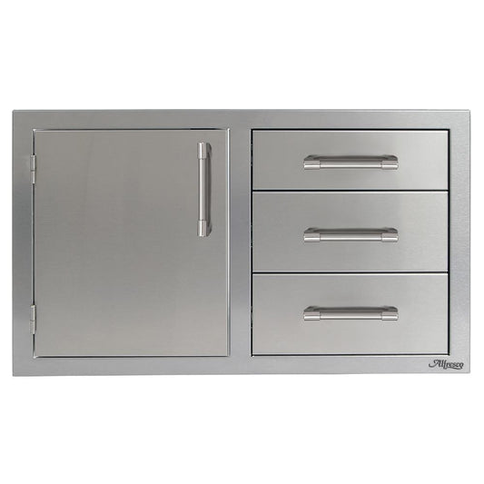 Alfresco 32-Inch Stainless Steel Left-Hinged Soft-Close Door & Triple Drawer Combo - AXE-DDC-L-SC