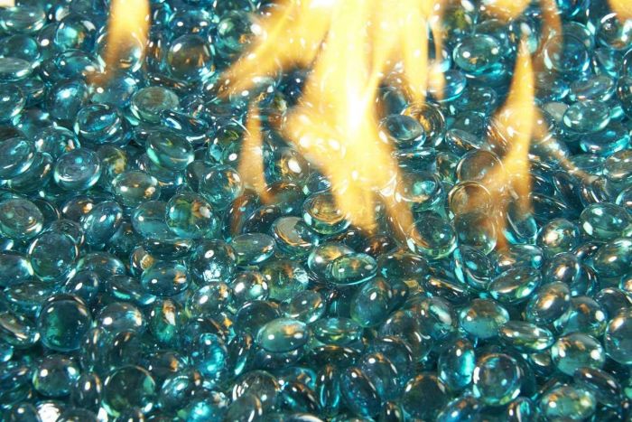 Outdoor Greatroom - Aqua Marine Tempered Fire Glass Gems - CFG-AM
