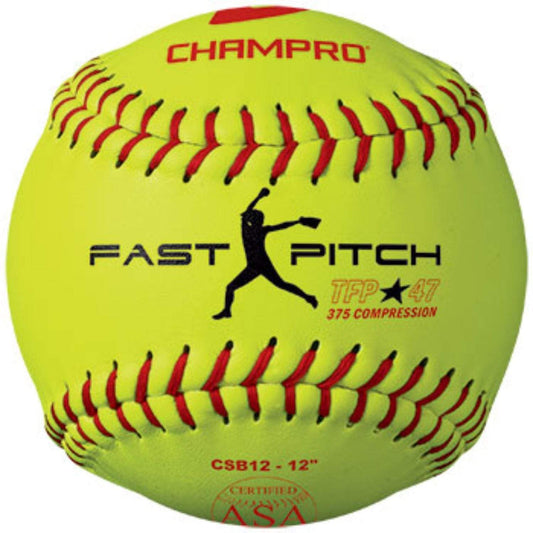Champro Sports : Softball Champro ASA 12 in Fast Pitch Leather Cover Softball Dozen