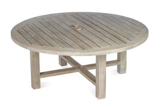 CO9 Design Outdoor Coffee Table CO9 Design - Lakewood 50" Round Teak Coffee Table | Gray [LW50G]
