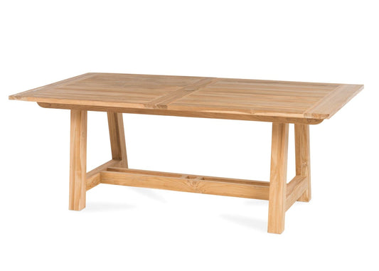 CO9 Design Outdoor Dining Table Lakewood 118" Extension Dining Table w/ Trestle Base, Natural Teak