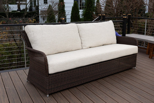 CO9 Design Outdoor Sofa CO9 Design - Savannah Brown Wicker Sofa with White Dune Cushions 84" [SV80BRCUSSV80BR]