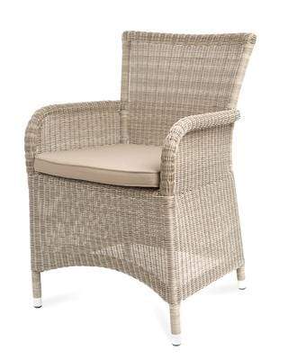 CO9 Design Savannah White Coral Wicker Dining Chair w/ Taupe Cushion - Set of 2