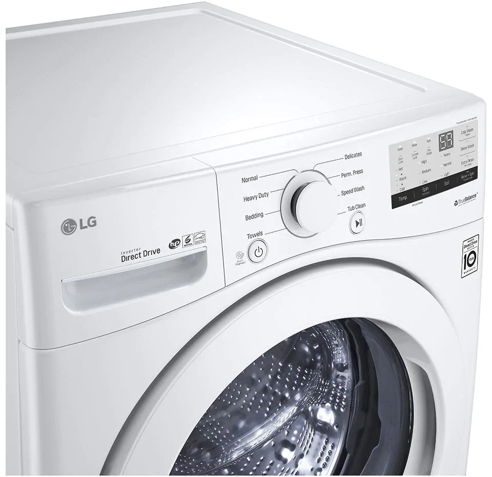 LG - 4.5 cu. ft. Large Capacity High Efficiency Stackable Front Load Washer in White - WM3400CW