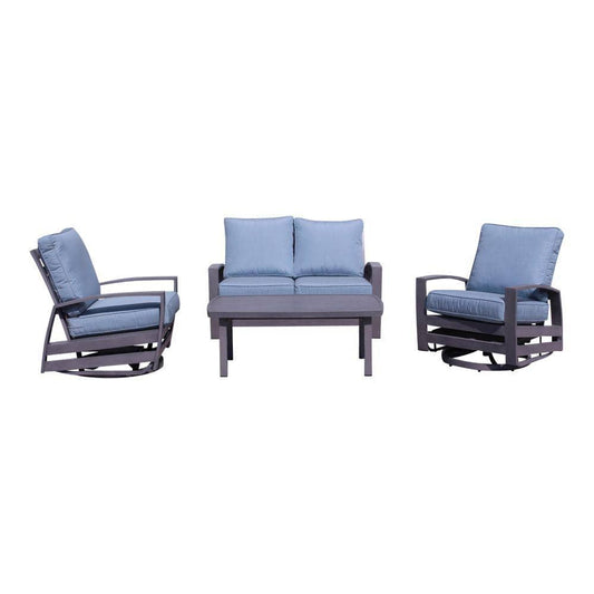 Courtyard Casual Conversation Set Courtyard Casual -  Cabo Motion  4 pc Loveseat Coffee Table Set | 5284