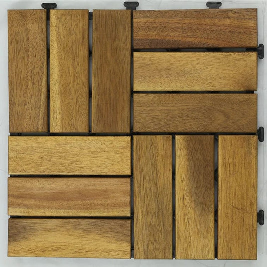 Courtyard Casual Courtyard Casual -  Acacia 12" x 12" Deck Tile Pack of 9 in Teak with Parkay Pattern | 5924