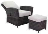 Courtyard Casual Courtyard Casual -  Chelshire 2 pc Recline Chair & Ottoman Set
Silver Oak - Canvas Biscuit
Includes:  One Club Chair and One Ottoman | 5507