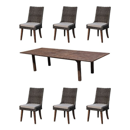 Courtyard Casual Courtyard Casual -  Cosmos FSC Teak 7 Piece 80"/120" Rectangle Extension Dining Table and 6 Dining Chairs | 5452