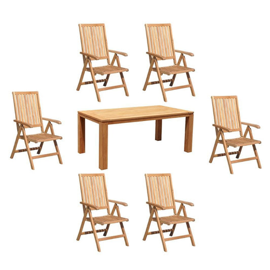 Courtyard Casual Courtyard Casual -  Heritage Teak 7 Piece 71" Rectangle Dining Table Set with 6 Five Position Arm Chairs | 5479
