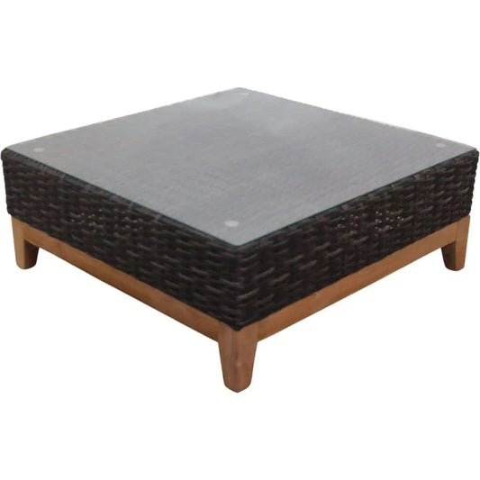 Courtyard Casual Courtyard Casual -  Maywood Silver Oak with Teak 36" Square Coffee Table with Glass Top | 5850