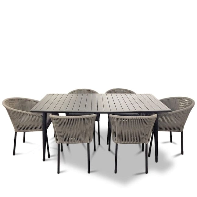 Courtyard Casual Courtyard Casual -  Osborne Black Aluminum Outdoor Dining Set w/ Table and 6 chairs with Cushions | 5089