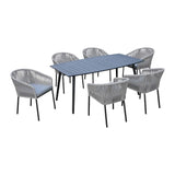 Courtyard Casual Courtyard Casual -  Osborne Black Aluminum Outdoor Dining Set w/ Table and 6 chairs with Cushions | 5089