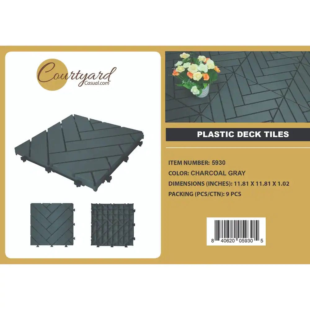 Courtyard Casual Courtyard Casual -  Plastic 12" x 12" Deck Tile Pack of 9 in Charcoal Gray | 5927