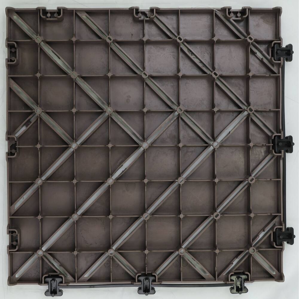 Courtyard Casual Courtyard Casual -  Plastic 12" x 12" Deck Tile Pack of 9 in Chocolate with Herringbone Pattern | 5928