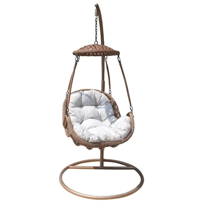 Courtyard Casual Courtyard Casual -  Princeton 2 Piece Hanging Basket Chair and Stand Set - Brown | 5246