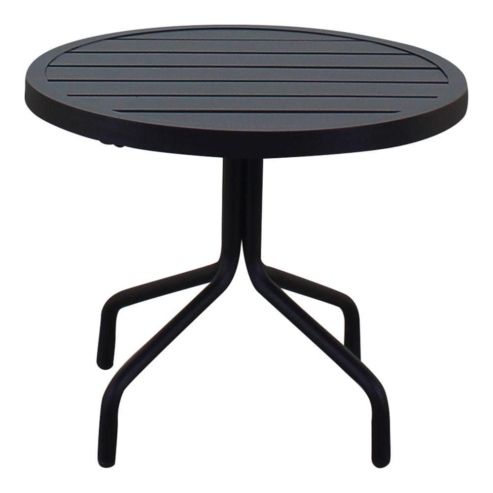 Courtyard Casual Courtyard Casual -  Santa Fe 20" Round End Table with Aluminum Slat Top in Java | 5672