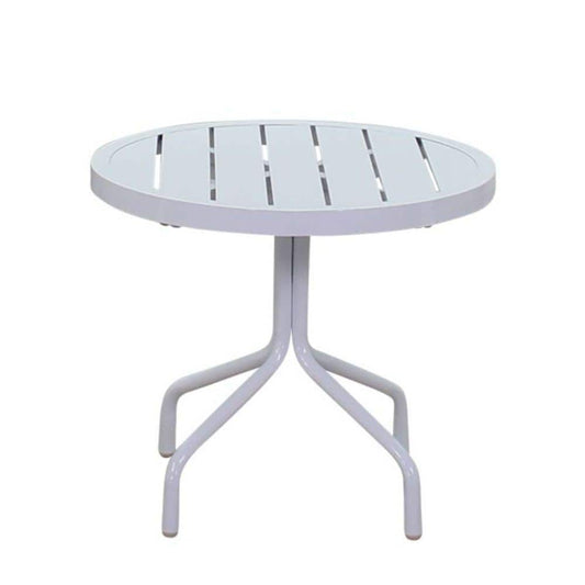 Courtyard Casual Courtyard Casual -  Santa Fe 20" Round End Table with Aluminum Slat Top in White | 5610