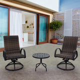 Courtyard Casual Courtyard Casual -  Santa Fe 3 pc Set in Java with 2 Wicker Swivel Rockers and 1 Round 20" End Table | 5681