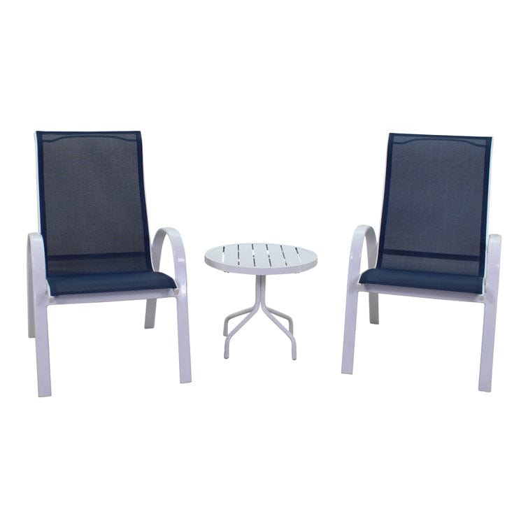 Courtyard Casual Courtyard Casual -  Santa Fe 3 pc Set in White with 2 Reclining Sling Chairs and 1 Round 20" End Table | 5620
