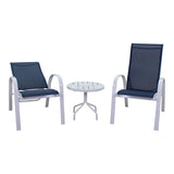 Courtyard Casual Courtyard Casual -  Santa Fe 3 pc Set in White with 2 Reclining Sling Chairs and 1 Round 20" End Table | 5620