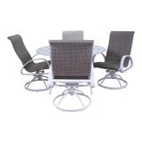 Courtyard Casual Courtyard Casual -  Santa Fe 5 pc Dining Set in White with 48" Round Table and 4 Wicker Swivel Rockers | 5642