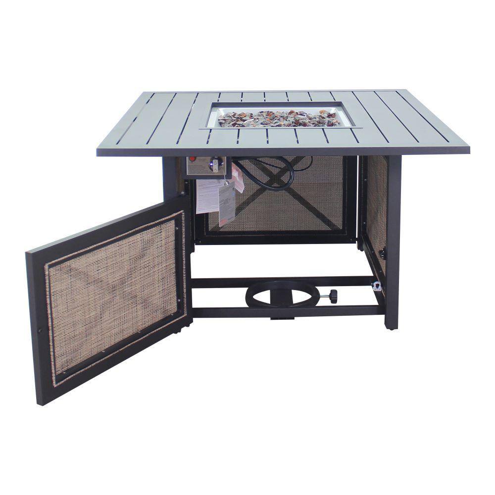 Courtyard Casual Courtyard Casual -  Santa Fe 5 pc Fire Pit Set in Java with 1 Square Fire Pit and 4 Sling Reclining Chairs | 5700