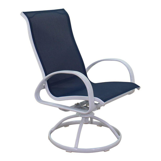 Courtyard Casual Courtyard Casual -  Santa Fe 5 pc Fire Pit Set in White with 1 Square Fire Pit and 4 Sling Swivel Rockers | 5634