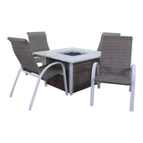 Courtyard Casual Courtyard Casual -  Santa Fe 5 pc Fire Pit Set in White with 1 Square Fire Pit and 4 Wicker Chairs | 5635