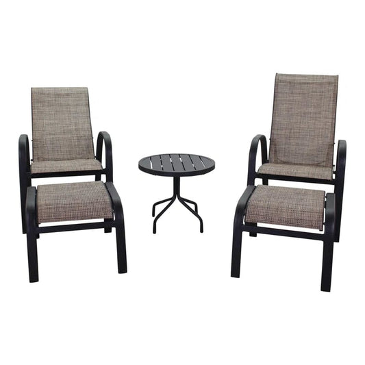 Courtyard Casual Courtyard Casual -  Santa Fe 5 pc Reclining Sling Seating Set in Java with 2 Reclining Sling Chairs, 2 Sling Ottomans and 1 End Table | 5684