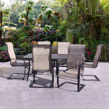 Courtyard Casual Courtyard Casual -  Santa Fe 7 pc Dining Set in Java with 72" Rectangle Table and 6 Spring Sling Chairs | 5710