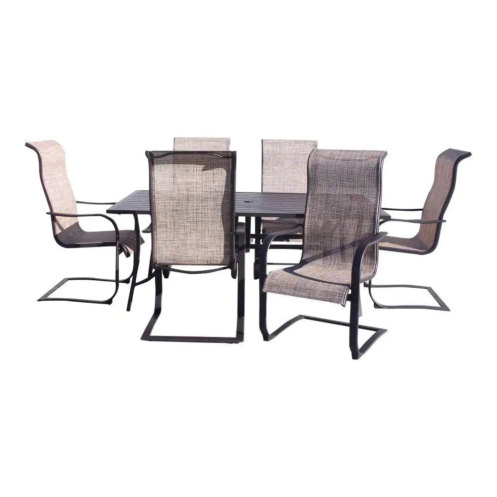 Courtyard Casual Courtyard Casual -  Santa Fe 7 pc Dining Set in Java with 72" Rectangle Table and 6 Spring Sling Chairs | 5710