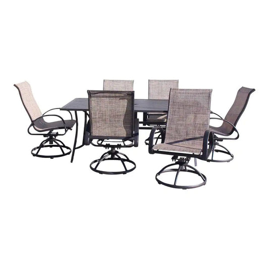 Courtyard Casual Courtyard Casual -  Santa Fe 7 pc Dining Set in Java with 72" Rectangle Table and 6 Swivel Rockers | 5709