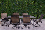 Courtyard Casual Courtyard Casual -  Santa Fe 7 pc Dining Set in Java with 84" Rectangle Table and 6 Wicker Swivel Rockers | 5716