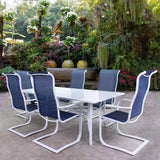Courtyard Casual Courtyard Casual -  Santa Fe 7 pc Dining Set in White with 72" Rectangle Table and 6 Spring Sling Chairs | 5648