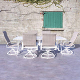 Courtyard Casual Courtyard Casual -  Santa Fe 7 pc Dining Set in White with 72" Rectangle Table and 6 Wicker Swivel Rockers | 5650