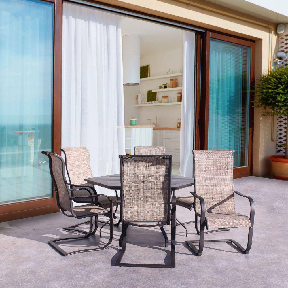 Courtyard Casual Courtyard Casual -  Santa Fe 7 pc Hexagon Dining Set in Java with 60" Hexagon Table and 6 Spring Chairs | 5707