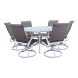 Courtyard Casual Courtyard Casual -  Santa Fe 7 pc Hexagon Dining Set in White with 60" Hexagon Table and 6 Wicker Swivel Rockers | 5646