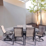 Courtyard Casual Courtyard Casual -  Santa Fe 7 pc Mixed Dining Set in Java with 72" Rectangle Table, 2 Swivel Rockers and 4 Sling Chairs | 5711