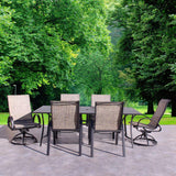 Courtyard Casual Courtyard Casual -  Santa Fe 7 pc Mixed Dining Set in Java with 84" Rectangle Table, 2 Swivel Rockers and 4 Sling Chairs | 5715