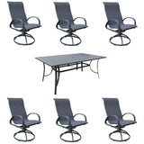 Courtyard Casual Courtyard Casual -  Santa Fe 7 Piece Dining Set 84" Rectangle Dining Table with 6 Swivel Rockers | 5395