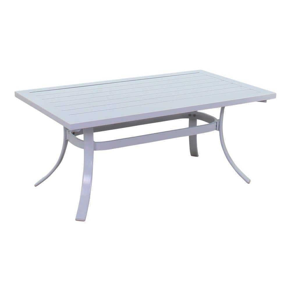 Courtyard Casual Courtyard Casual -  Santa Fe Aluminum 42" Rectangle Coffee Table with Slat Top in White | 5609