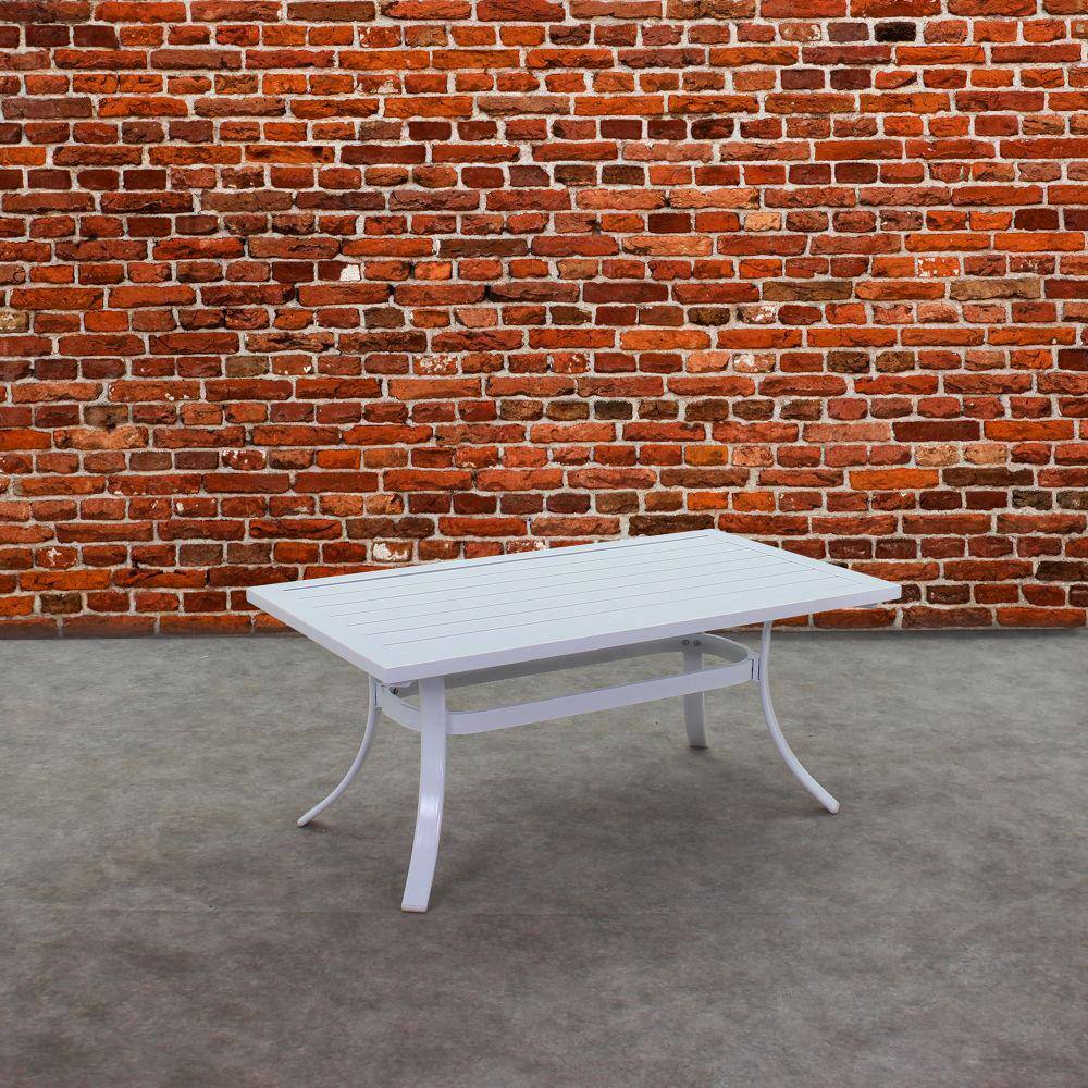 Courtyard Casual Courtyard Casual -  Santa Fe Aluminum 42" Rectangle Coffee Table with Slat Top in White | 5609